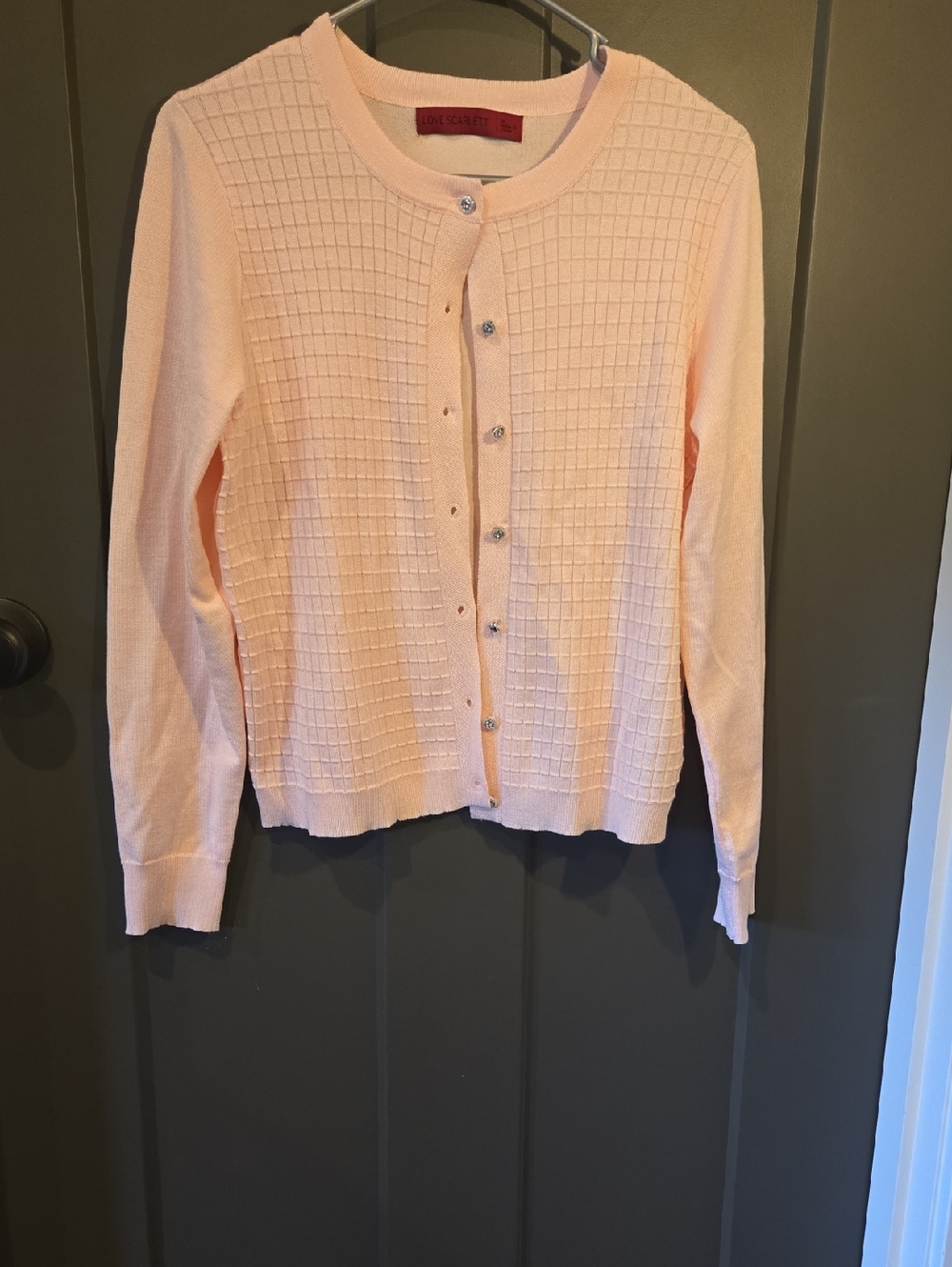Love Scarlett Pink Knit Cardigan with Pearl-Effect Buttons